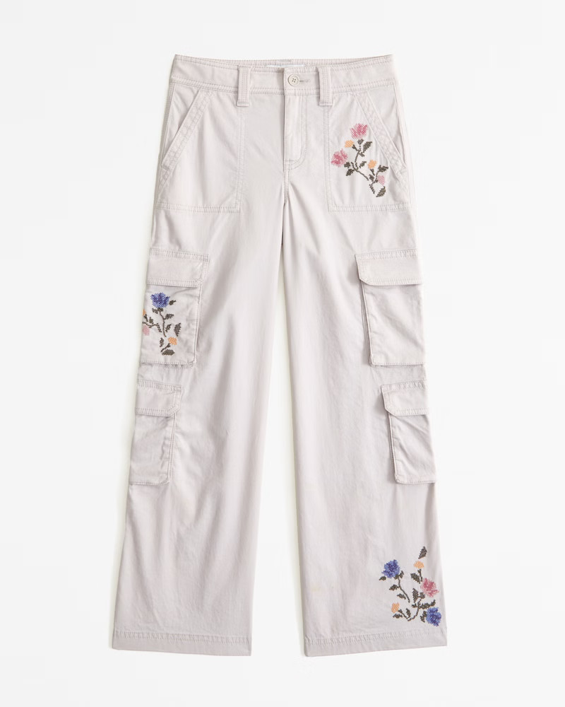 girls ultra wide leg cargo pants | girls bottoms | Abercrombie.com | Abercrombie & Fitch (US)