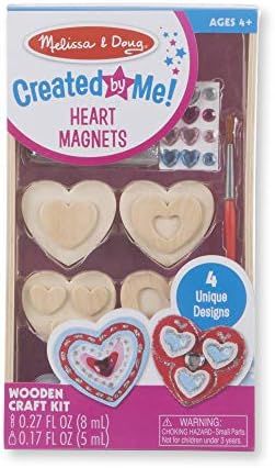 Melissa & Doug Created by Me! Wooden Heart Magnets Craft Kit (4 Designs, 4 Paints, Stickers, Glit... | Amazon (US)