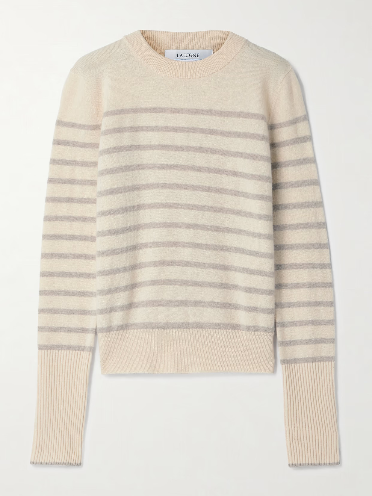 La Ligne - Lean Lines Striped Cashmere Sweater - Cream | NET-A-PORTER (US)