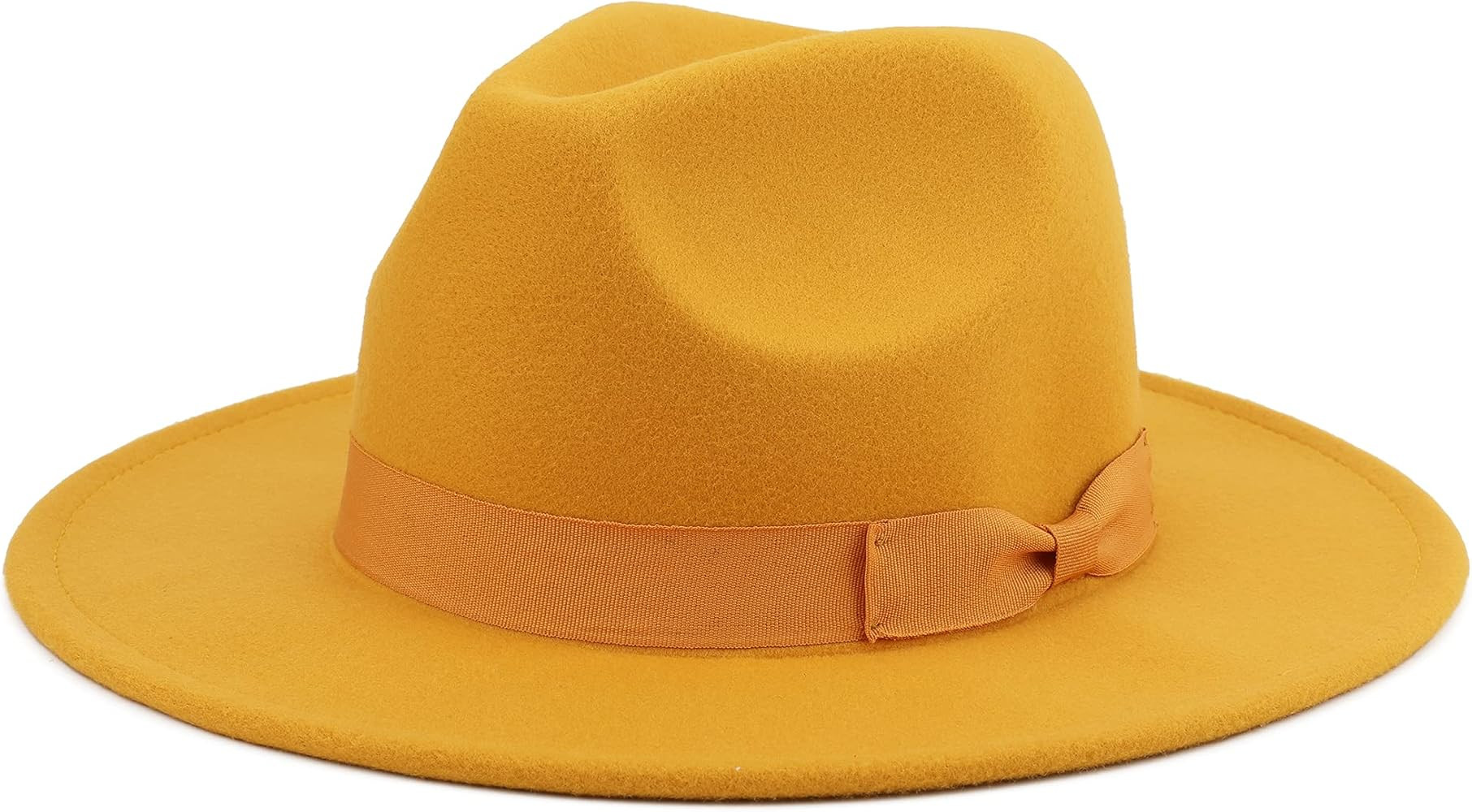 Besoogii Classic Wide Brim Women Men Fedora Hat with Belt Buckle Felt Panama Hat | Amazon (US)