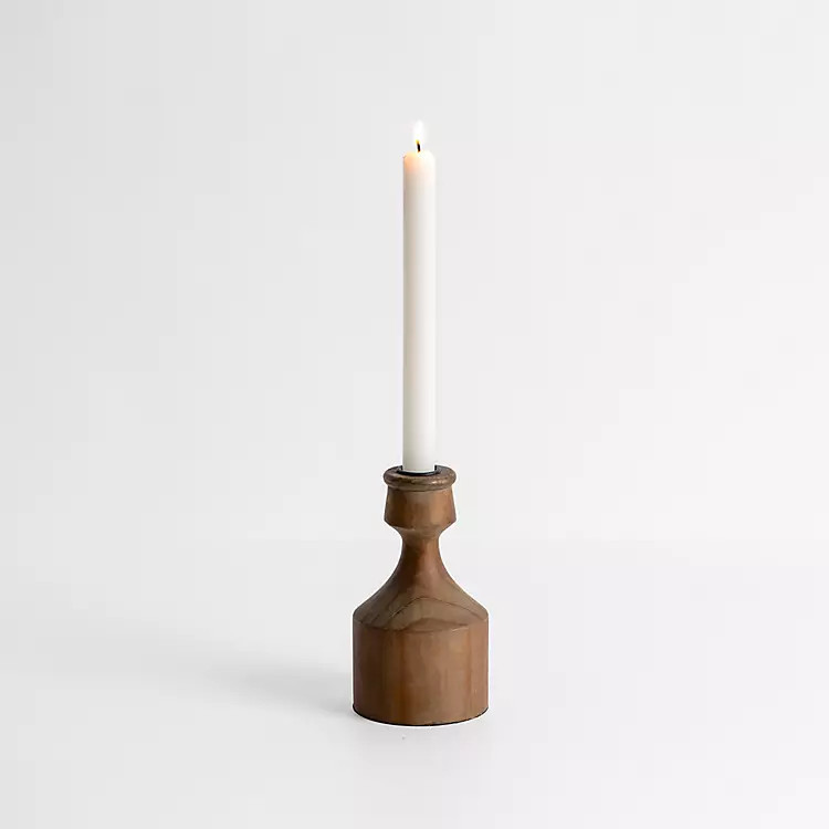 New! Dark Eucalyptus Wood Taper Candle Holder, 6 in. | Kirkland's Home