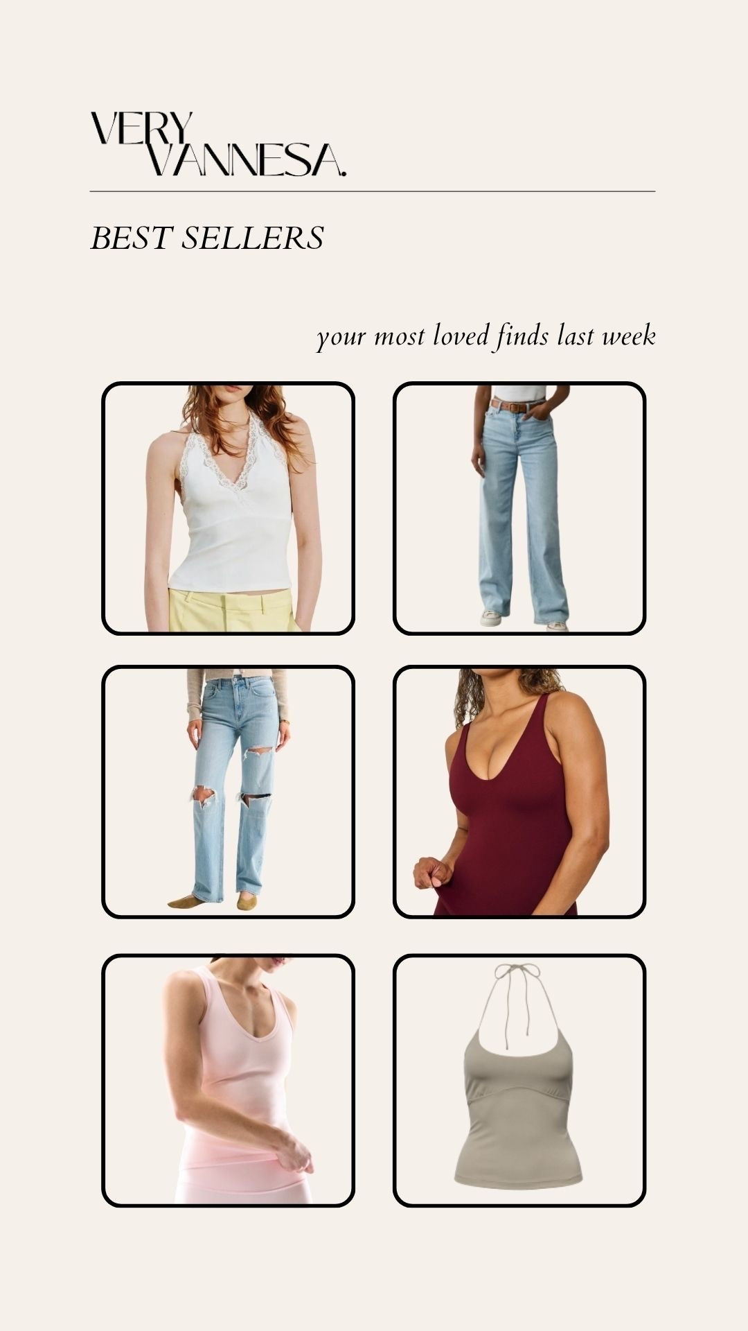 Last week’s best sellers 
Oner active 
Abercrombie jeans 
Aritzia activewear 
Halter tank

#LTKdayinmylife #LTKgrwm #LTKootd