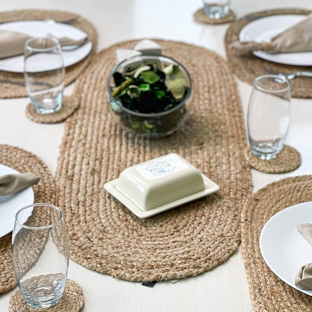 CRAFT TRADE Jute Braided Table Runner for Wedding Parties Farmhouse Rustic Vintage Dining Woven H... | Amazon (US)