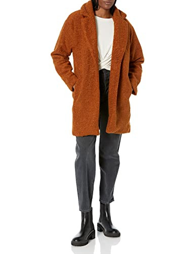 Amazon Essentials Women's Teddy Bear Fleece Oversized-Fit Lapel Jacket, Caramel, Small | Amazon (US)
