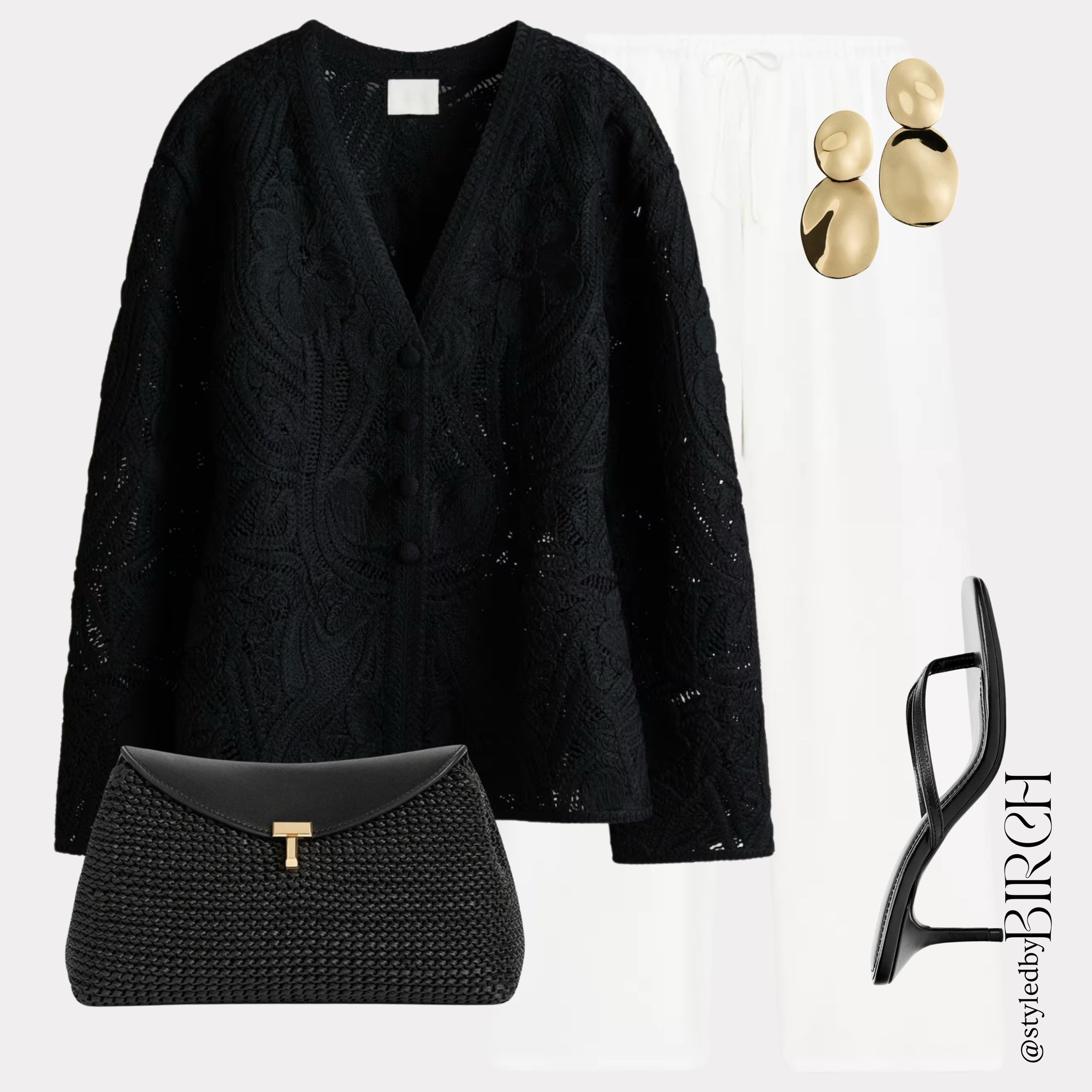 Spring days at the office and cooler summer evenings… this outfit handles both beautifully 🌤️

White trousers keep it fresh and that raffia clutch adds just the right summer touch.

#ootd #outfitinspo #officestyle #summerevenings #chicstyle

Tags 🏷️
Black lace cardigan jacket, white wide leg trousers, black raffia clutch bag, black barely there heeled mules, gold double drop earrings

#LTKspring #LTKsummer #LTKdatenight