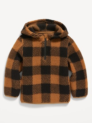 Hooded 1/4-Zip Printed Sherpa Pullover for Toddler Boys | Old Navy (US)