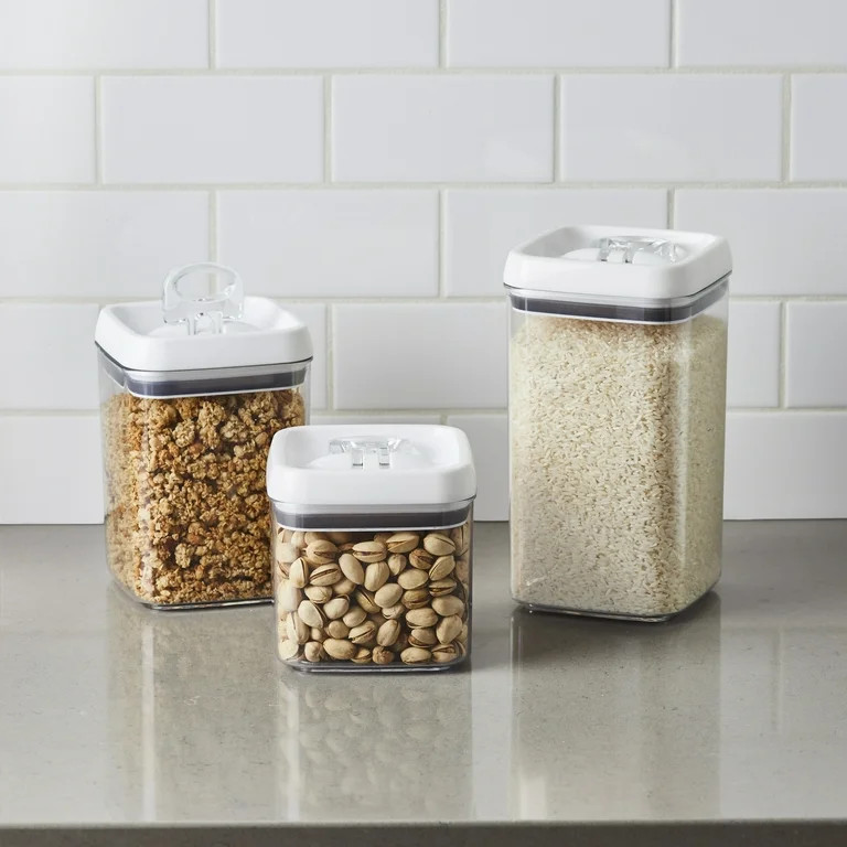 Better Homes & Gardens Canister Pack of 3 - Square Flip-Tite Food Storage Container Set | Walmart (US)
