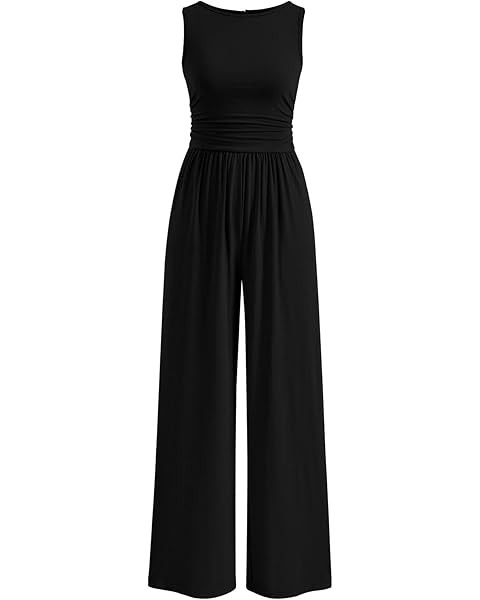 PRETTYGARDEN Womens Jumpsuits 2026 Summer One Piece Outfits Casual Sleeveless Wide Leg Long Pants... | Amazon (US)