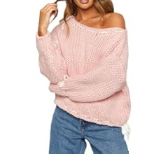 Women Cute Ribbon Lace Up Bow Knit Sweater Y2k Fairy Grunge Loose Fit Pullover Knitted Jumper Vin... | Amazon (US)