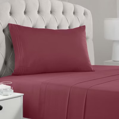 Mellanni 1800 Bed Sheets Twin Burgundy | Target