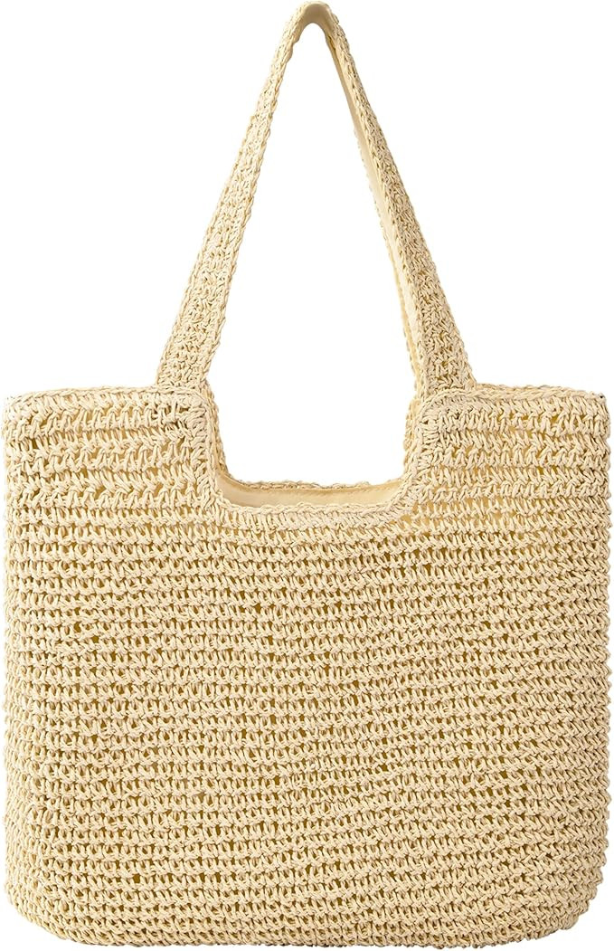 Trifabricy Beach Bags for Women, Large Beach Bag, Woven Straw Tote Bags Waterproof, Weaving Swim ... | Amazon (US)