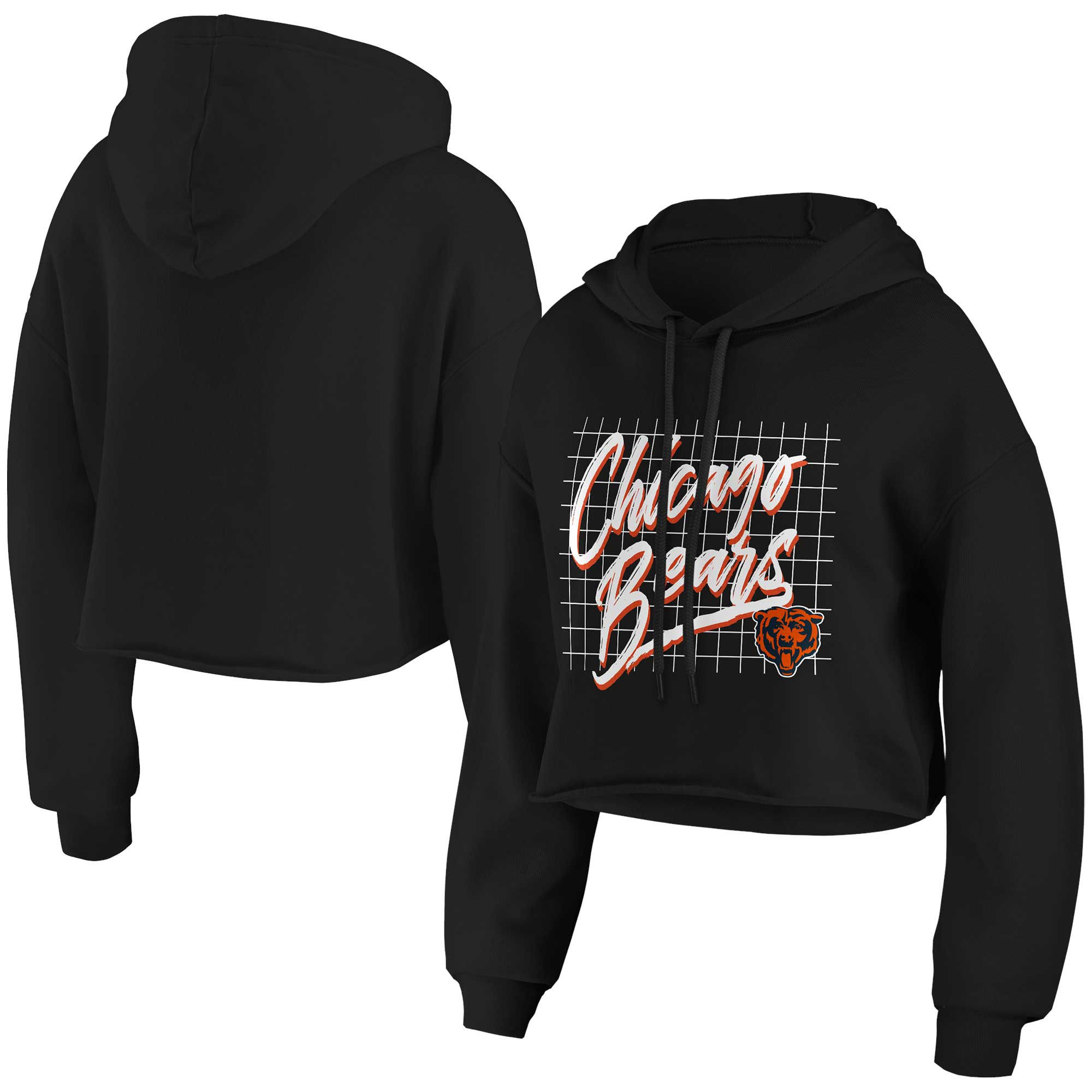 Chicago Bears WEAR by Erin Andrews Women's Domestic Cropped Pullover Hoodie - Black | Fanatics