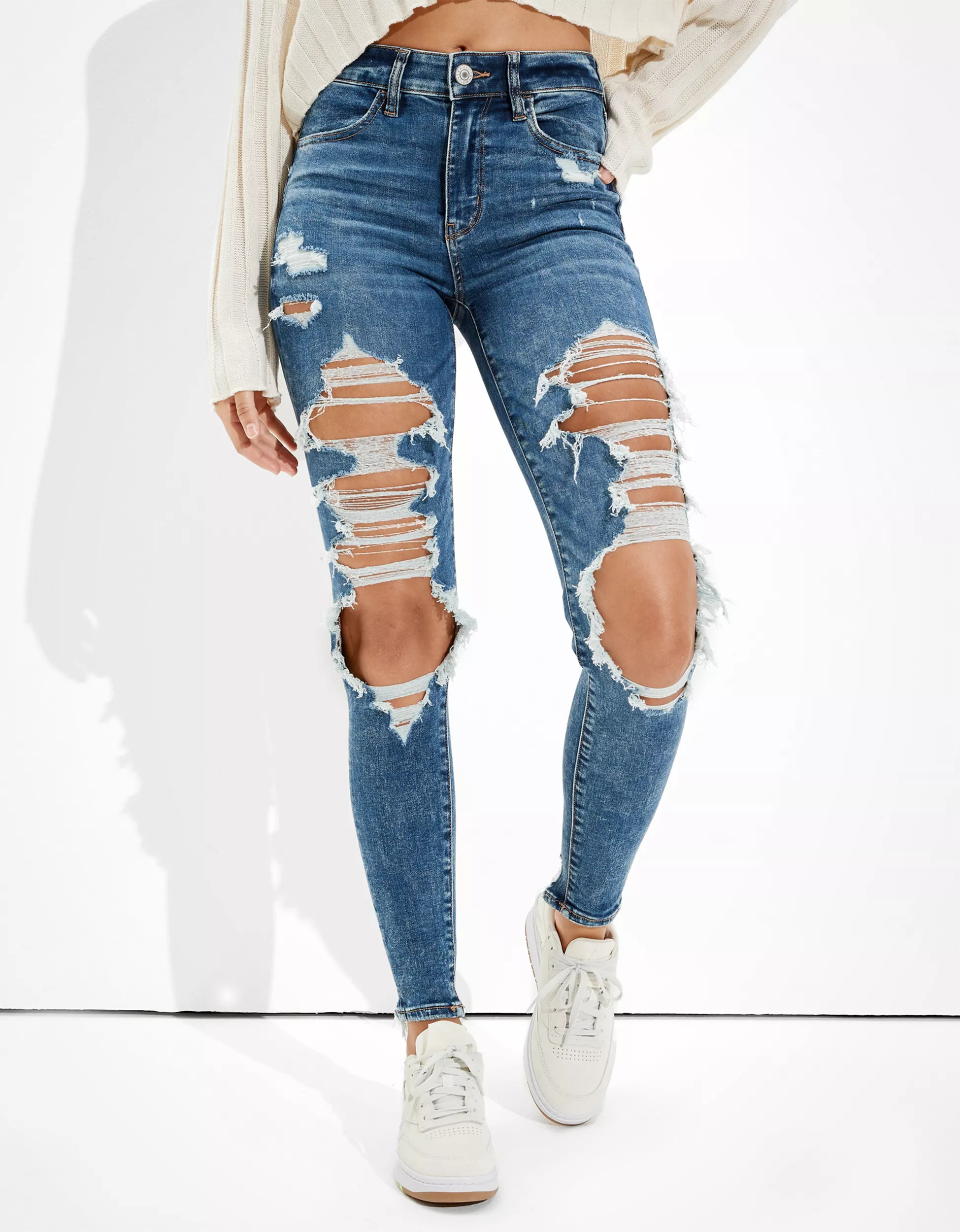 AE Ne(x)t Level Ripped High-Waisted Jegging | American Eagle Outfitters (US & CA)