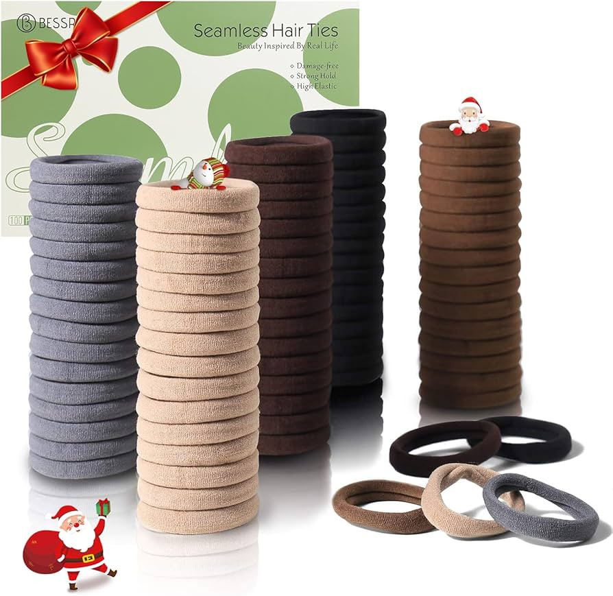 100 Pcs Thick Seamless Brown Hair Ties, Ponytail Holders Hair Accessories No Damage for Thick Hai... | Amazon (US)