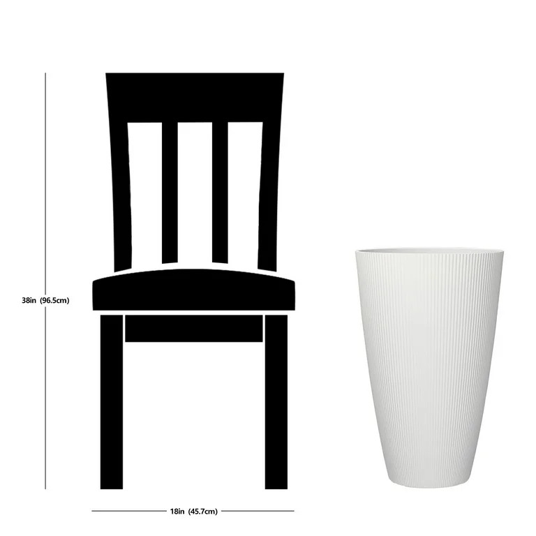 Mainstays 13.9" D x 22" H Parker Tall Cream Recycled Resin Planter | Walmart (US)