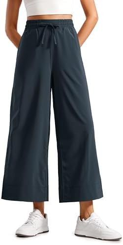 CRZ YOGA Lightweight Wide Leg Cropped Pants for Women 25" - Casual Travel Work Sweatpants Summer | Amazon (US)