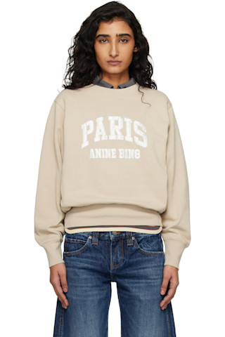 Beige Harry Shrunken Paris Sweatshirt | SSENSE