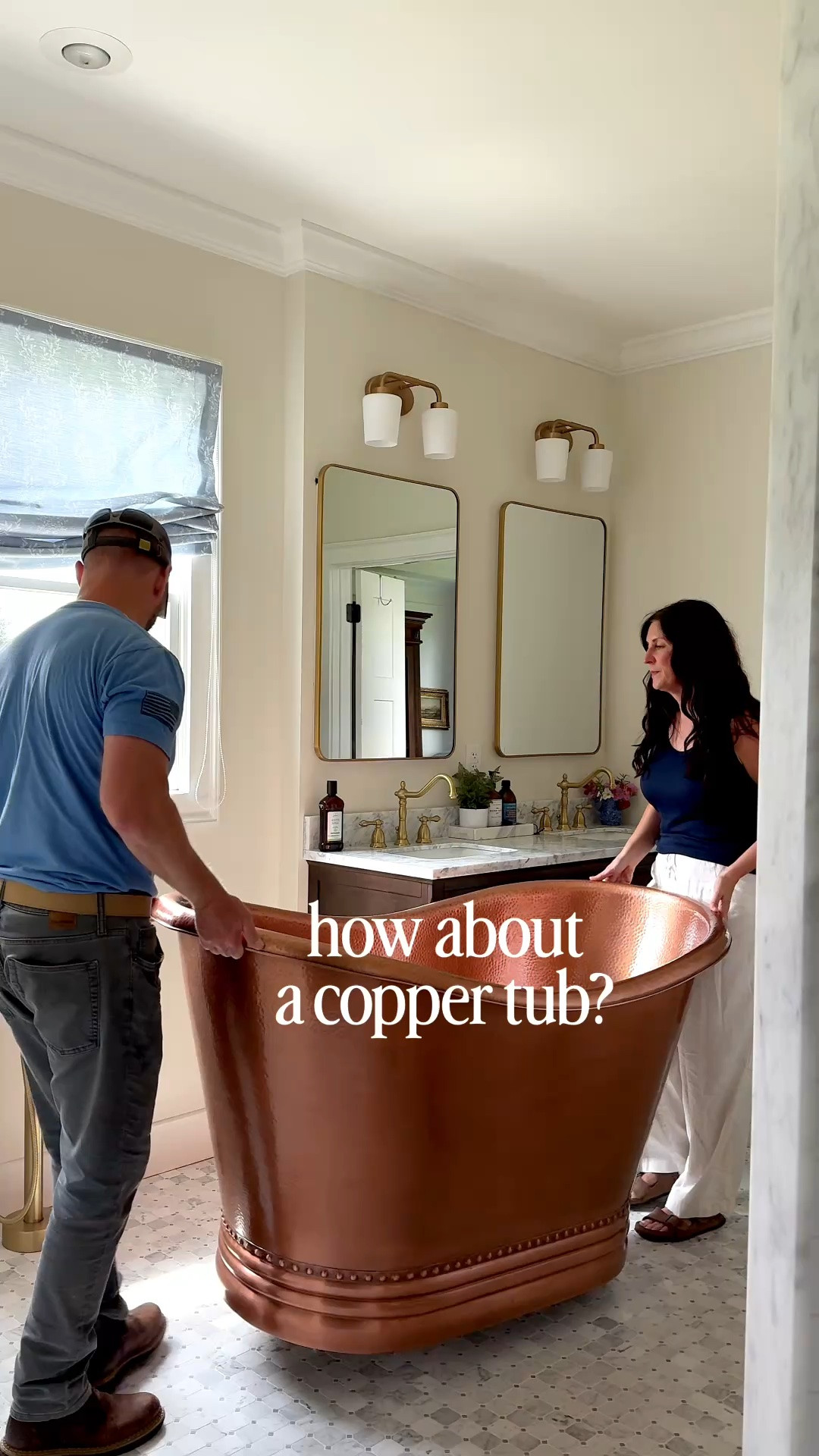 Adding a copper tub to the bathroom

#LTKOver40 #LTKHome #LTKdayinmylife