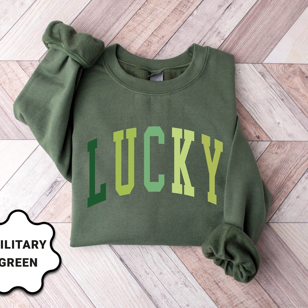 Cute Lucky Sweatshirt, Funny St Patrick's Day Sweatshirt, Happy Shamrock Shirt, Irish Shirt, Wome... | Etsy (US)