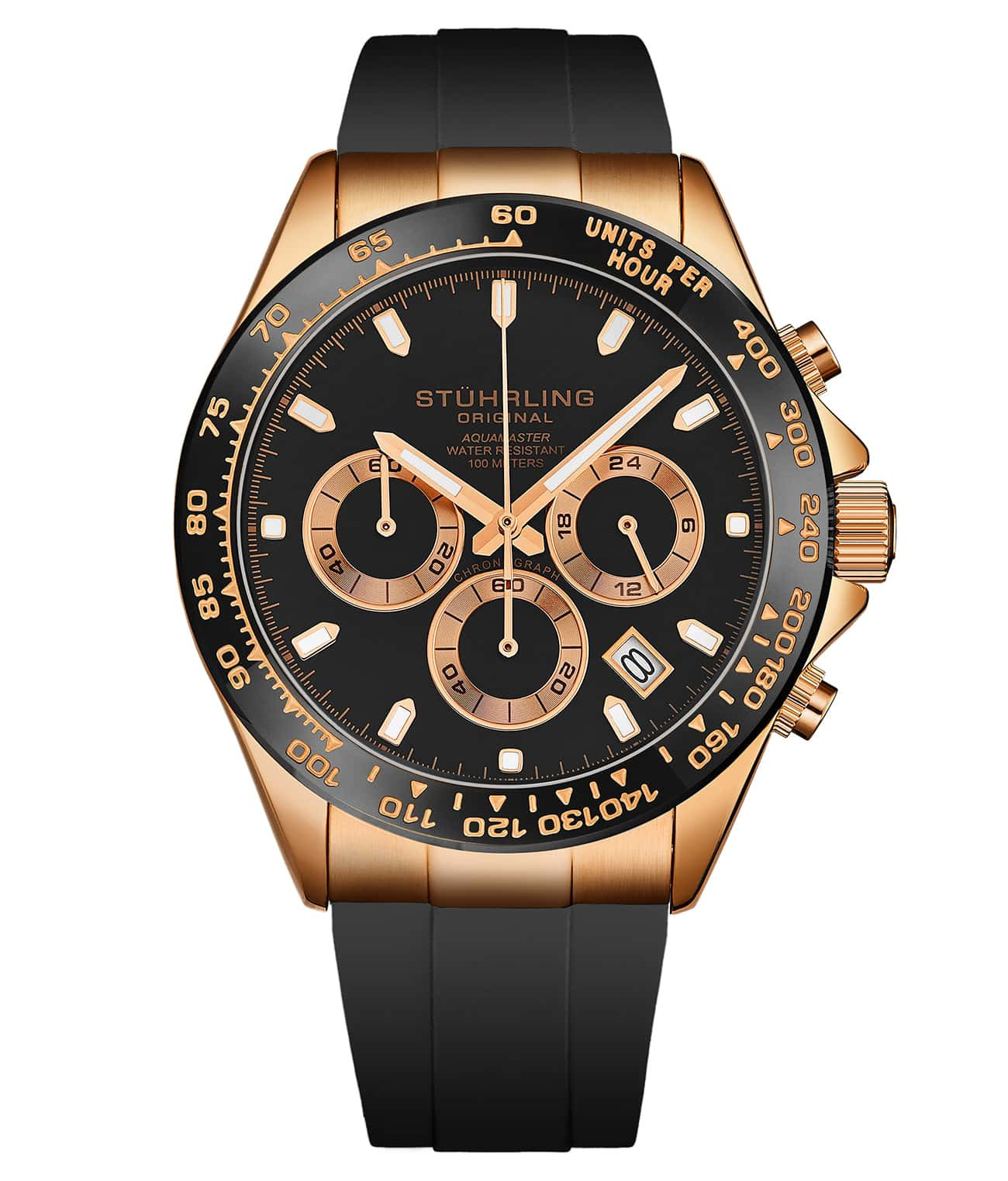 Stührling D50A Quartz 42mm - Black/Rose/Black | Stuhrling Original