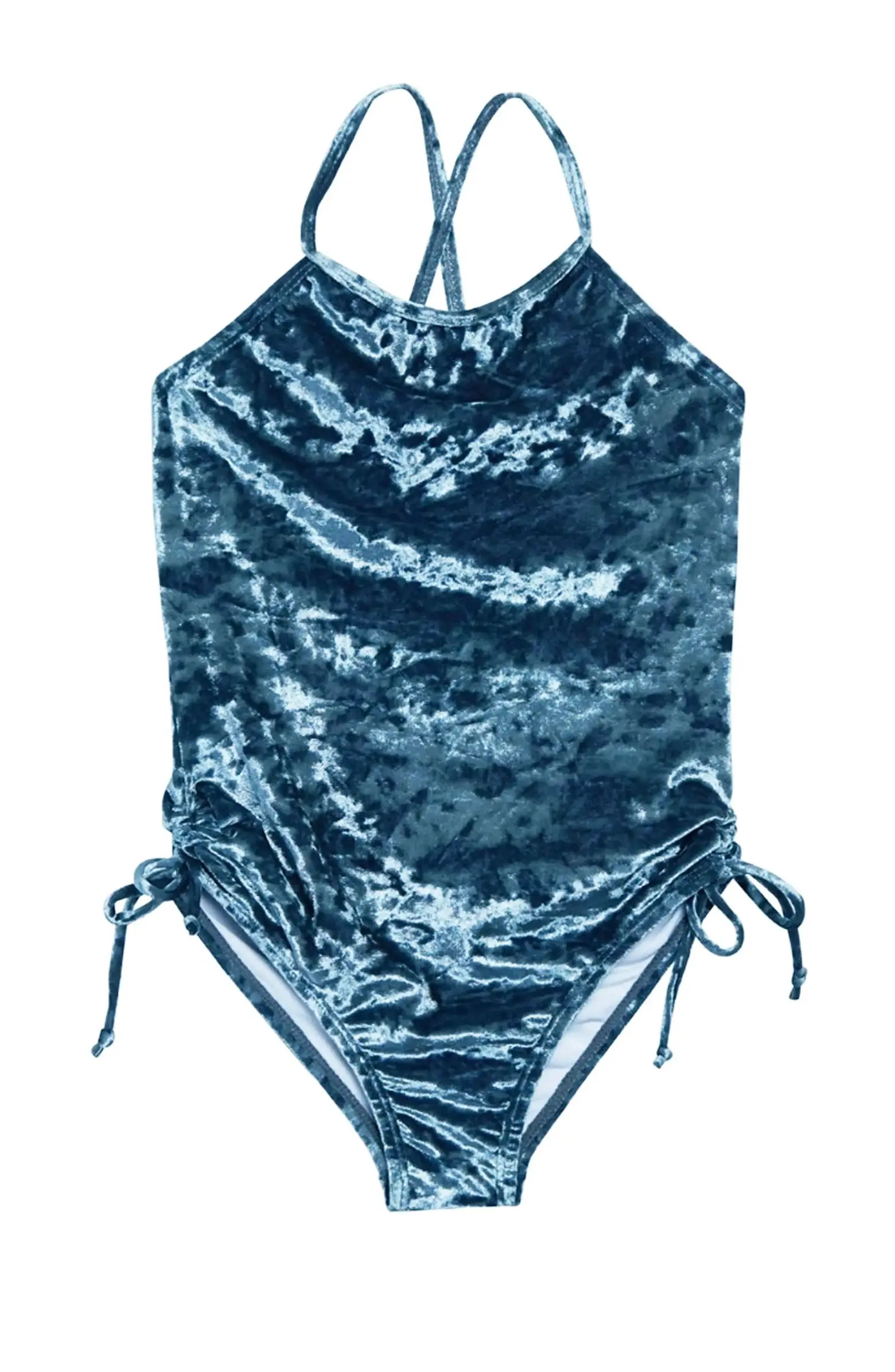 Velour Gathered One Piece Swimsuit | Nordstrom