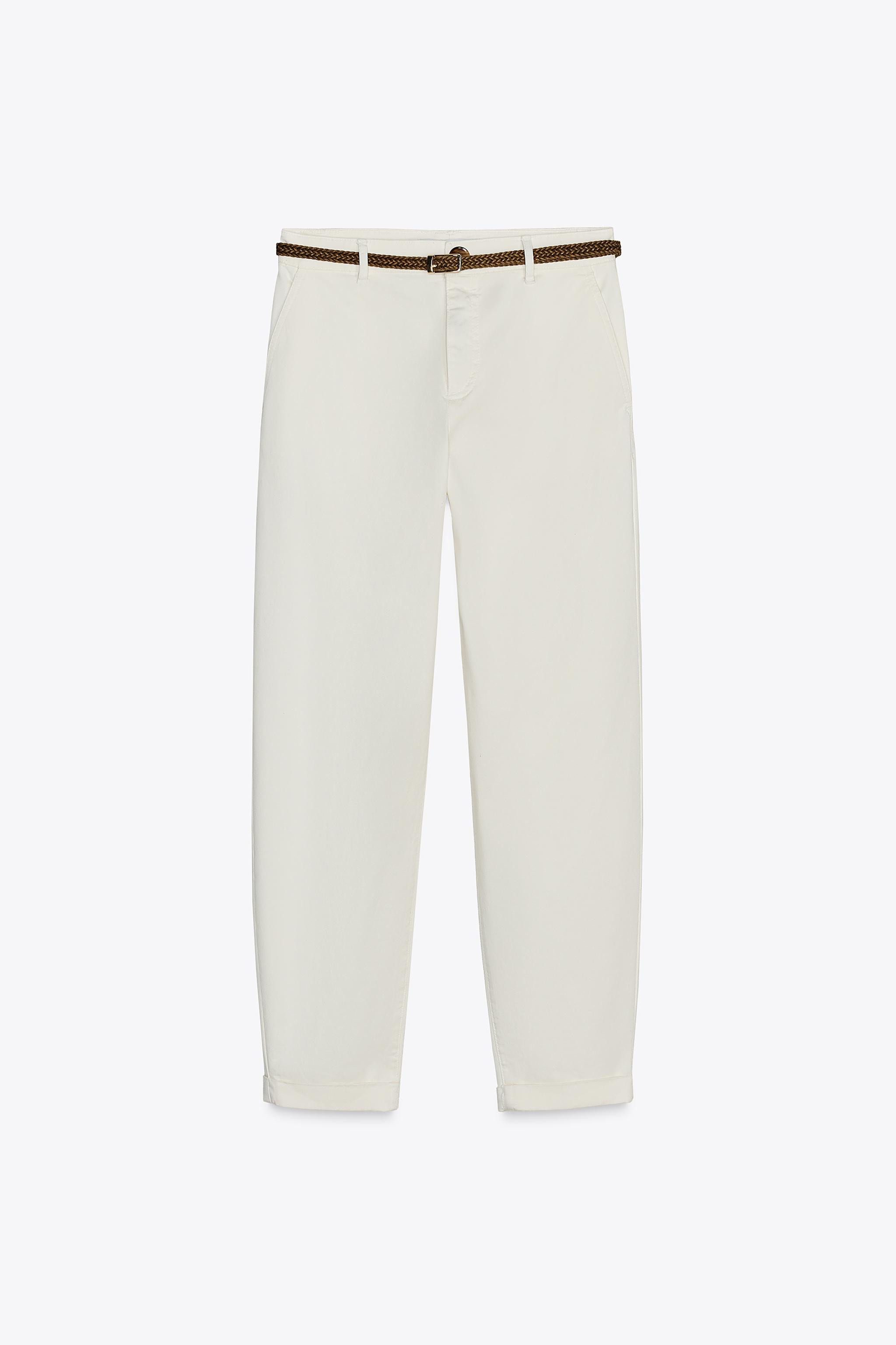 BRAIDED BELTED CHINO PANTS | Zara US