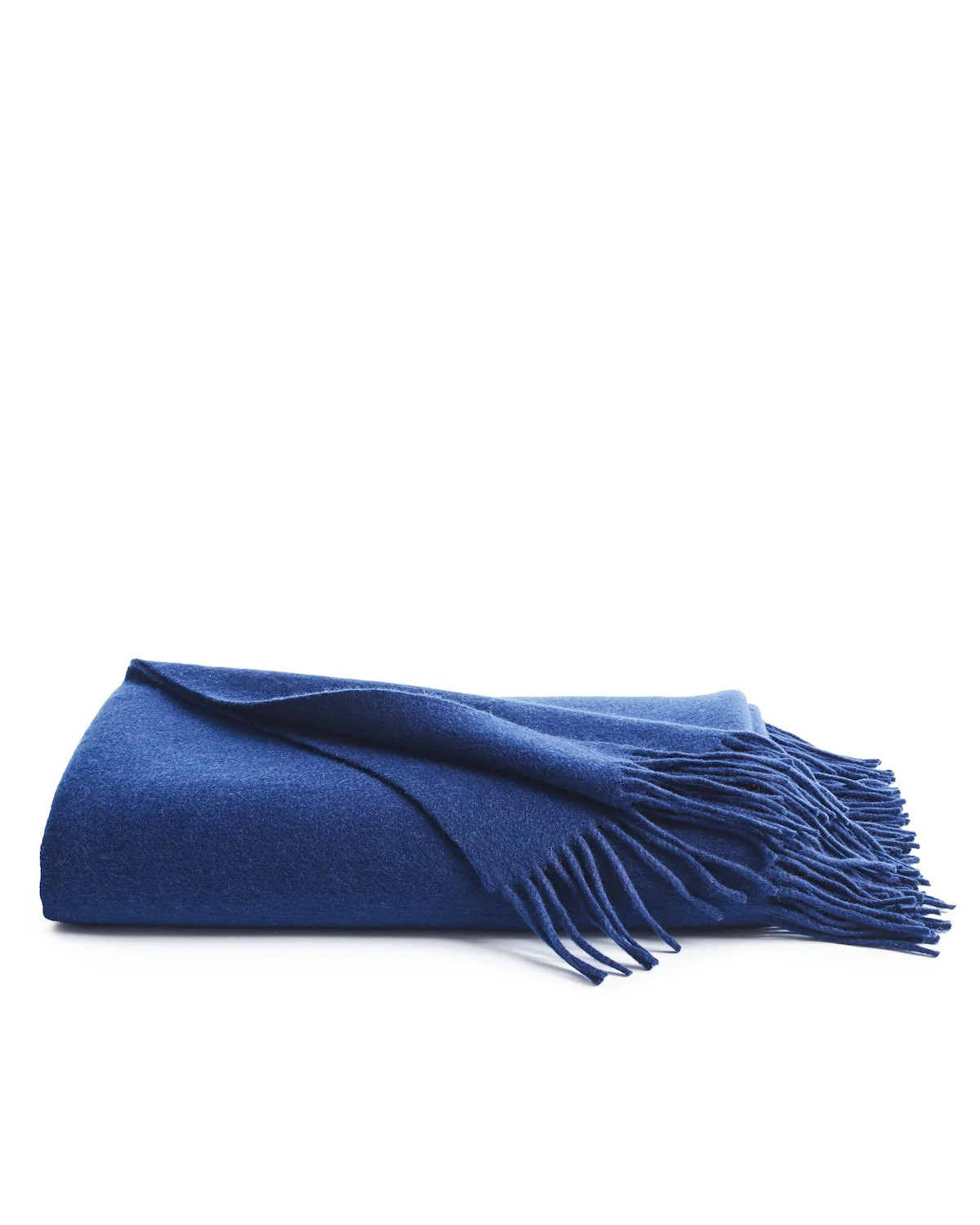 Cashmere Fringe Throw in Navy | Petite Plume