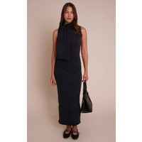 Black Wrap Neck Detail Maxi Dress | PrettyLittleThing US