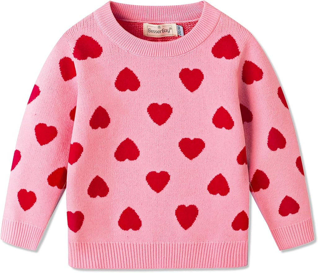 BesserBay Unisex Toddler Heart Print Valentine's Day Knitted Pullover Sweater 12M-6Y | Amazon (US)