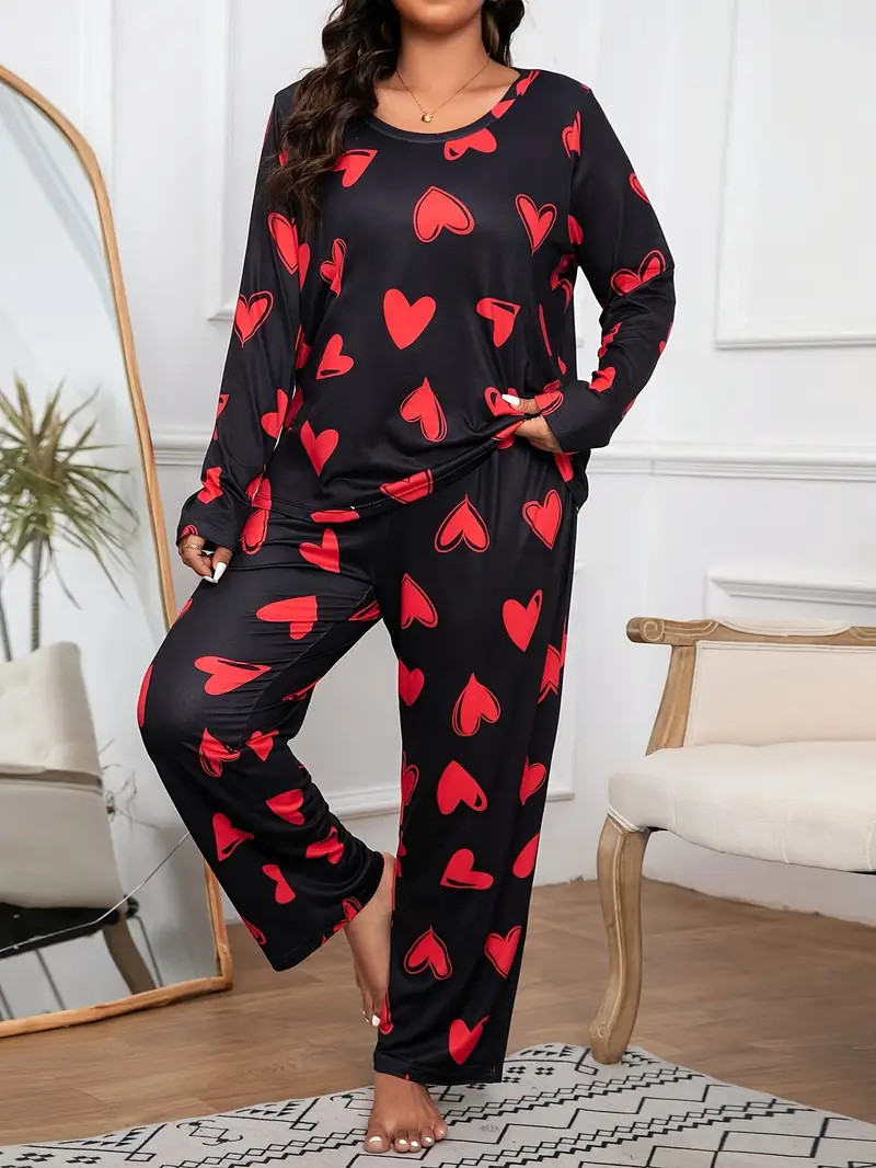 Women's Valentine's Day Casual Pajamas Set Plus Size Heart - Temu | Temu Affiliate Program