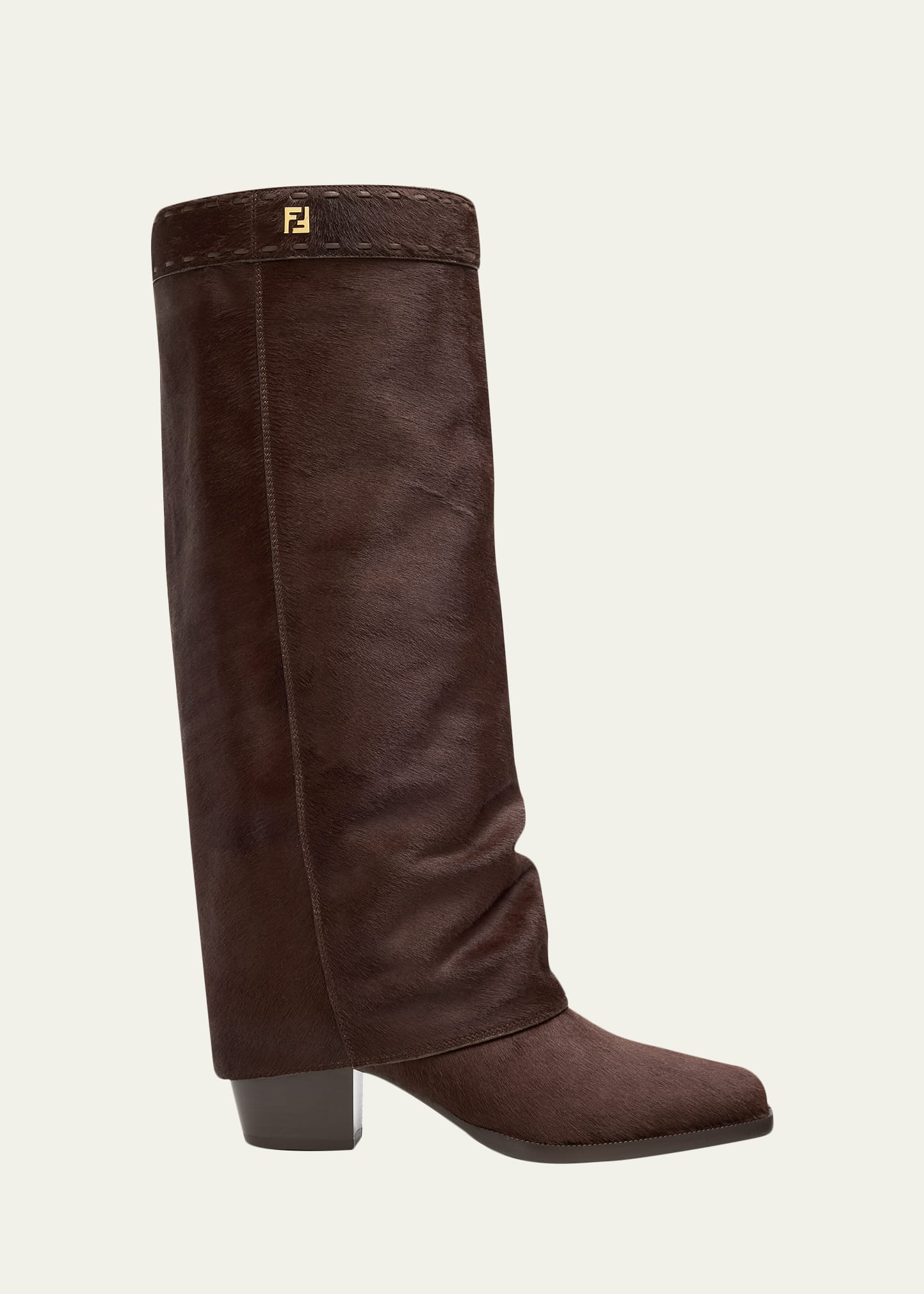 Fendi 55mm Minerva Calf Hair Trompe L'oeil Pant Knee-High Boots | Bergdorf Goodman