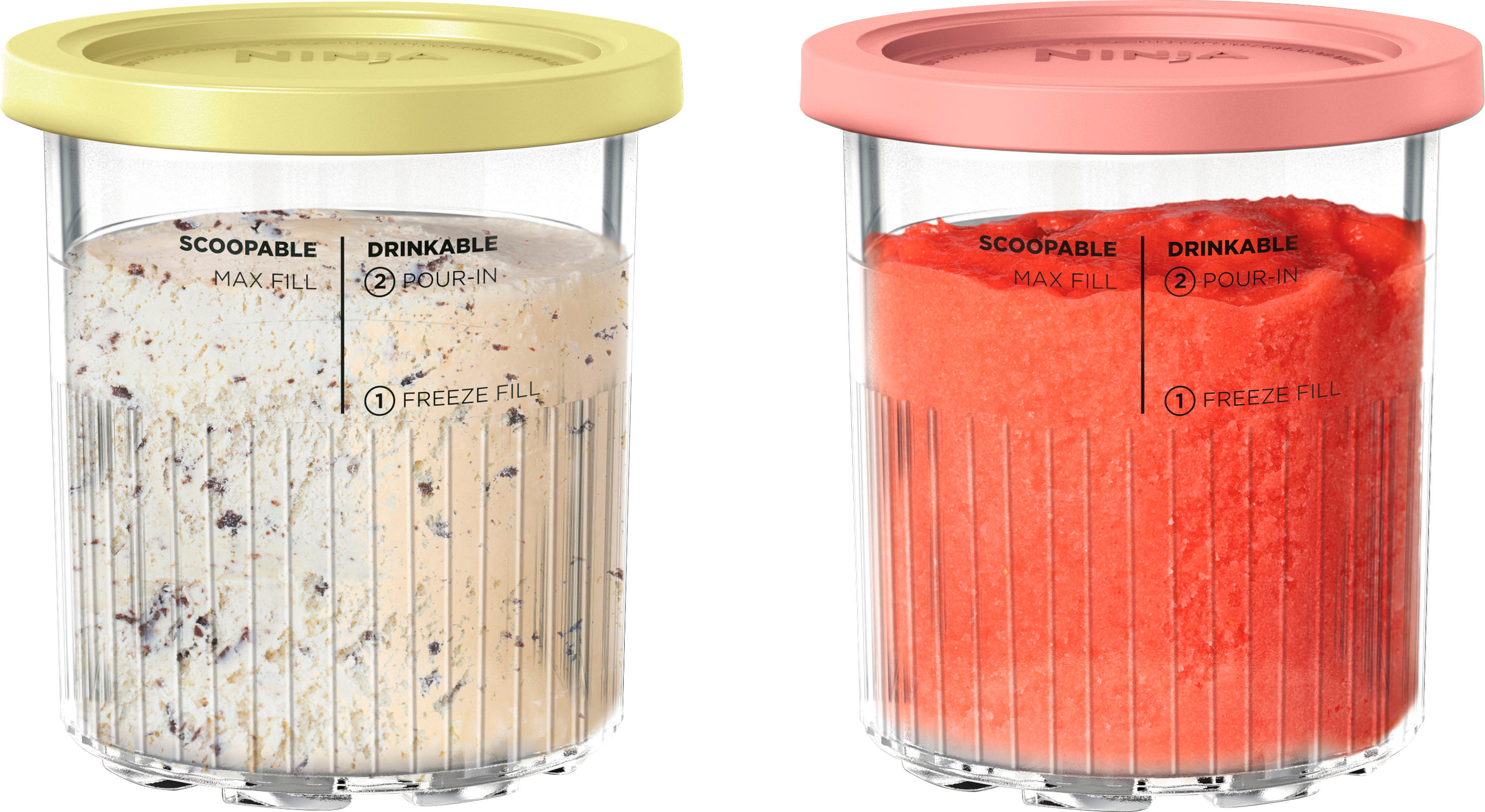 Ninja - CREAMi Deluxe Pints and Lids - 2 Pack, Compatible with NC500 Series Creami Deluxe Ice Cream Makers - Coral & Yellow | Best Buy U.S.