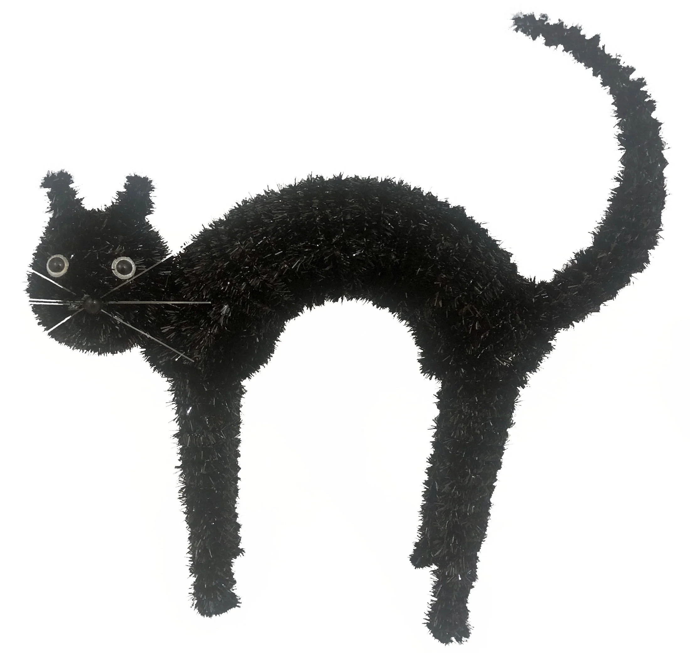 Way to Celebrate Halloween Tinsel Cat, Whimsical Décor, 17 inches tall, Black | Walmart (US)