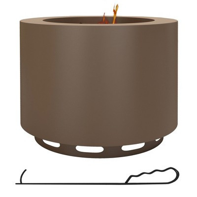 Outsunny Smokeless Fire Pit, 19" Wood Burning Firepit with Poker, Steel, Bronze | Target