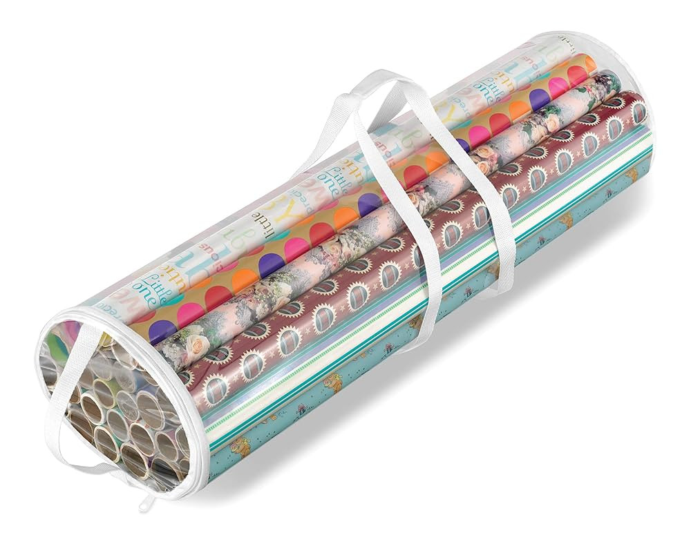 Amazon.com: Whitmor 6044-4924 Clear Gift Wrap Organizer - Zippered Storage for 25 Rolls : Home & ... | Amazon (US)