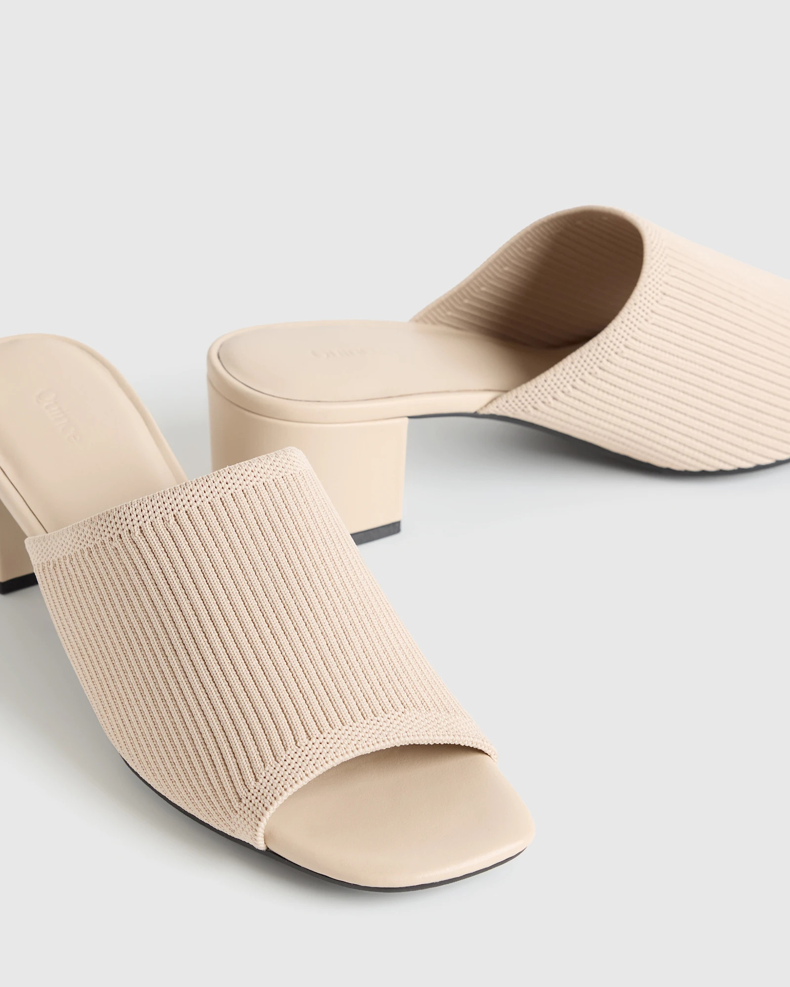 Italian Leather & Eco Knit Heeled Mule | Quince