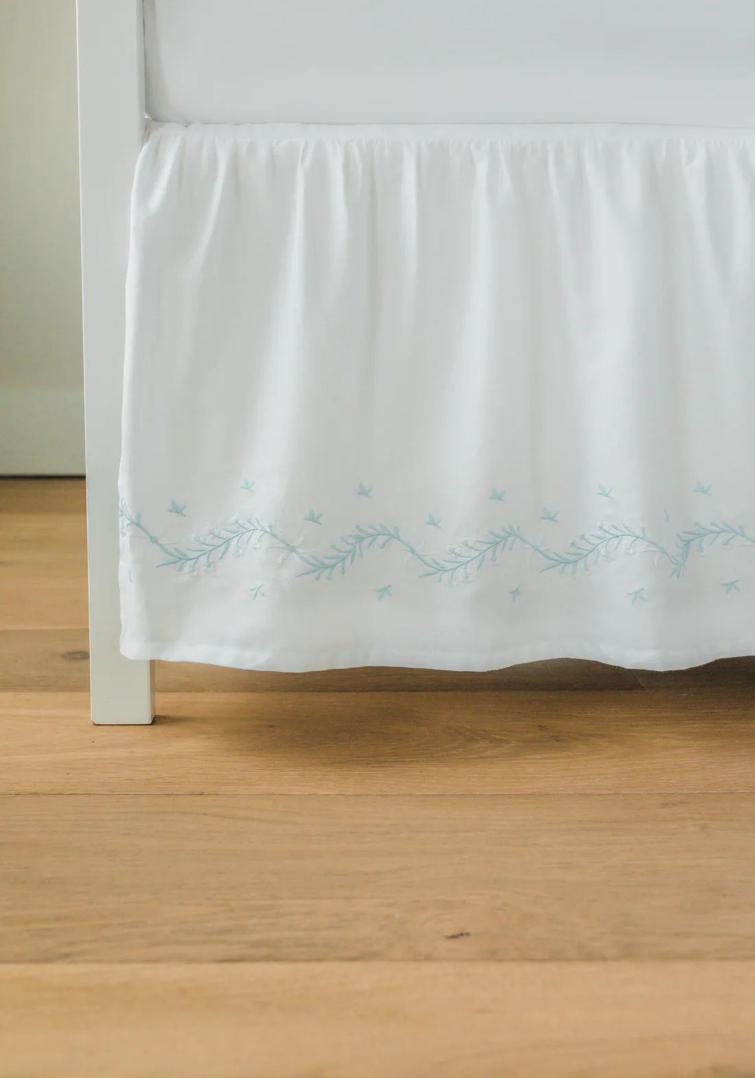 Embroidered Crib Skirt - Sky | Little English