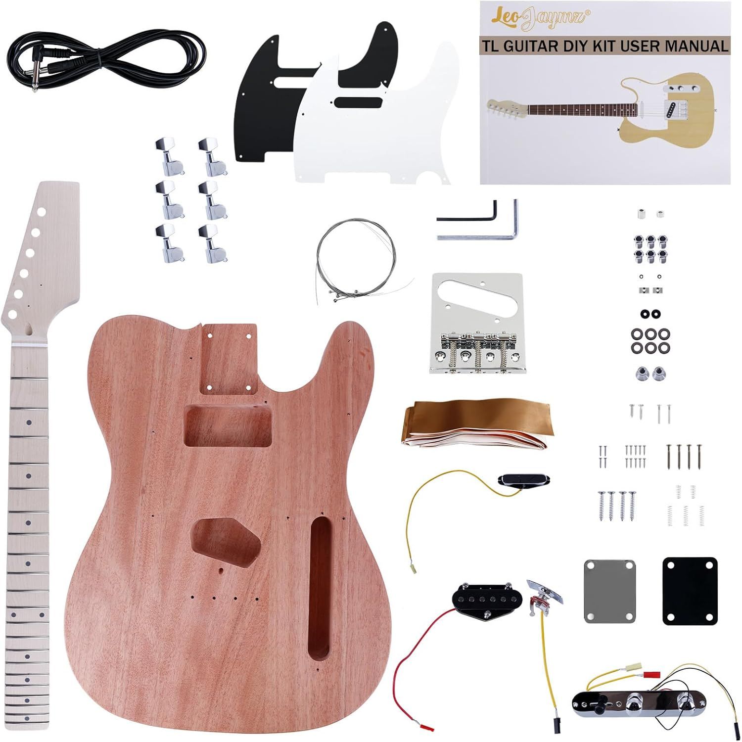 Leo Jaymz DIY TL Style Electric Guitar Kits with Mahogany Body and Maple Neck - Maple Fingerboard... | Amazon (US)