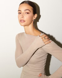 Long-Sleeve Sheer Rib Slash Top | Abercrombie & Fitch (US)