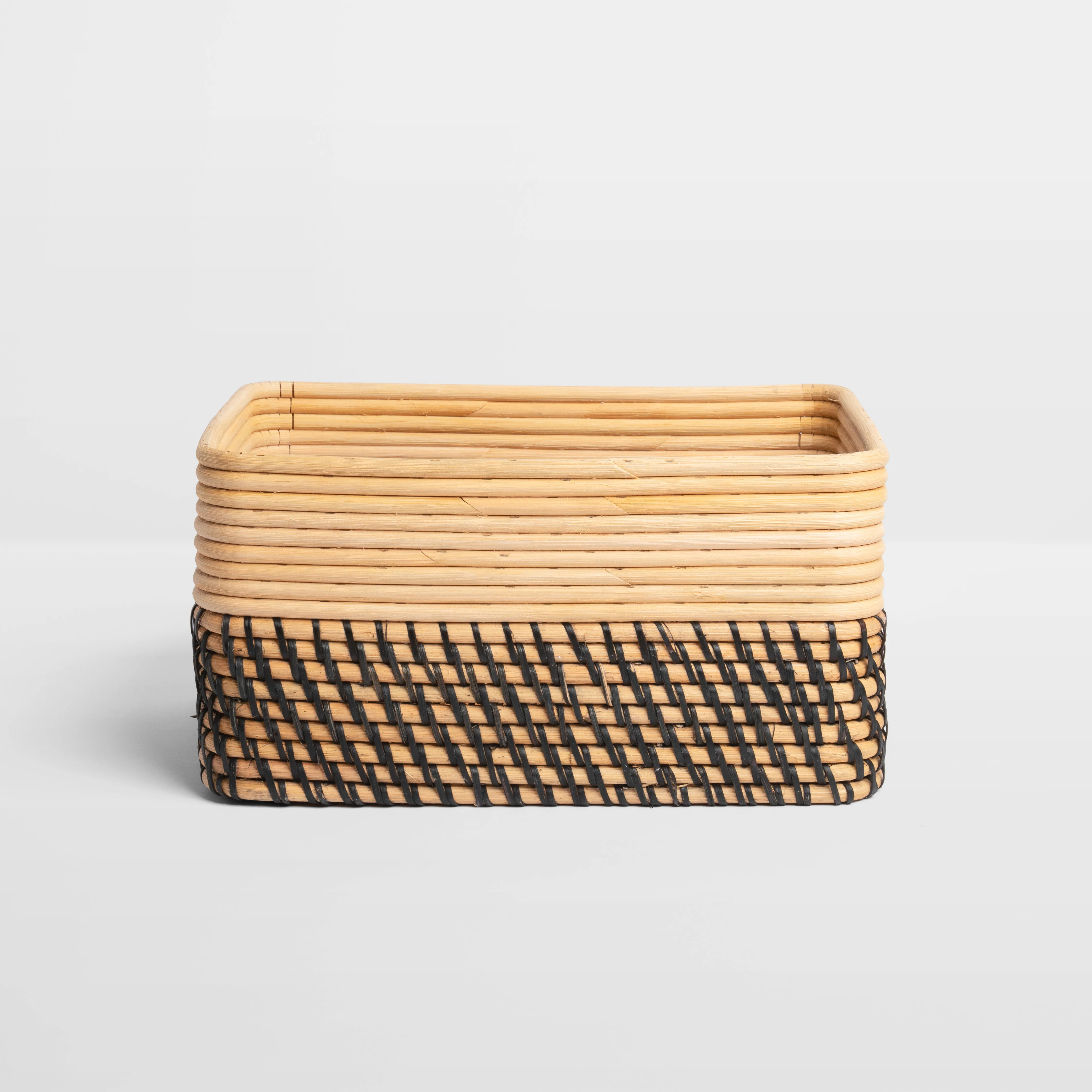 Reeded Rattan Bin - Medium / Black Stitch | NEAT Method