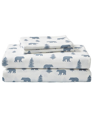 Printed Cotton Flannel 4-Piece Sheet Set, King | Macy's
