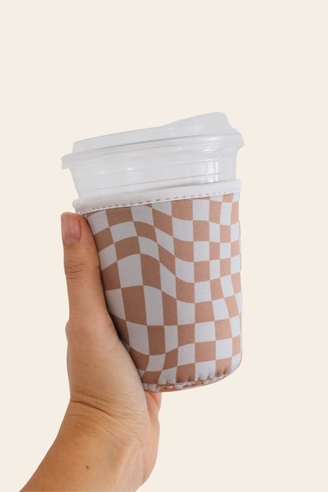 Brown Checkered Coffee Sleeve Iced Coffee Kozy Iced Coffee Sleeve Coffee Sleeve Neutral Iced Coff... | Etsy (US)
