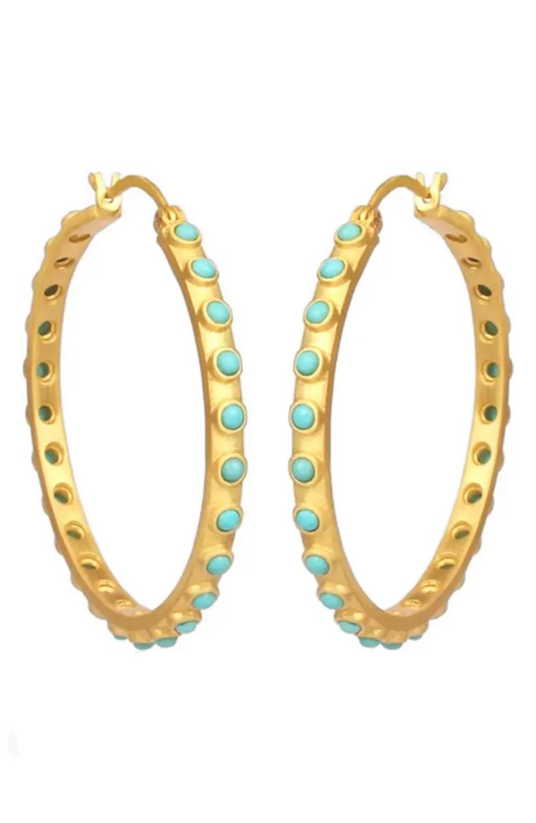 Christina Greene Chirstina Greene Turquoise Studded Hoop Earrings | Nordstrom | Nordstrom
