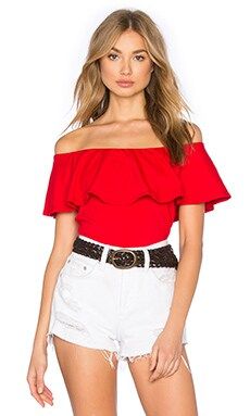 Susana Monaco Ruffle Off Shoulder Top in Perfect Red from Revolve.com | Revolve Clothing (Global)