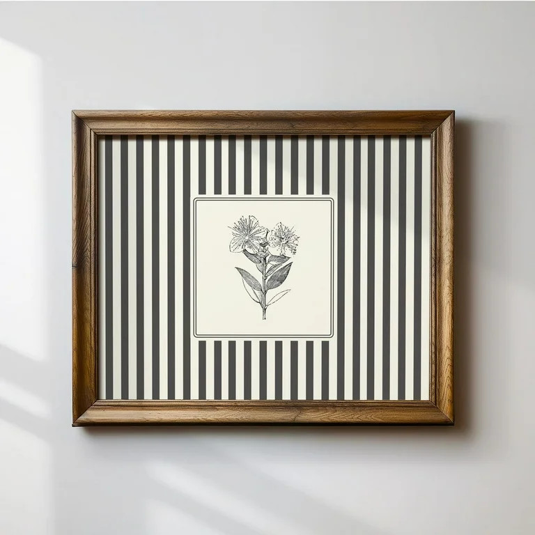 Minimalist Black And White Myrtus Horizontal Print, Instant Trendy Decor, Illustration Wall Art, ... | Walmart (US)