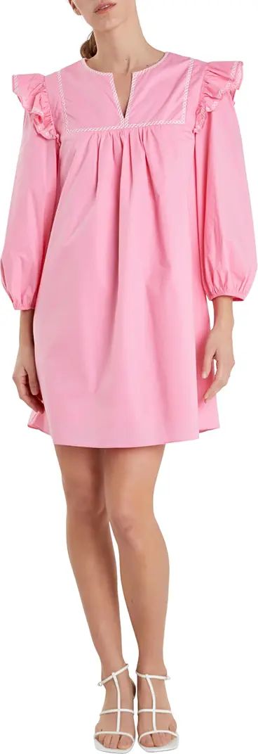 English Factory Embroidered Ruffle Cotton Minidress | Nordstrom | Nordstrom