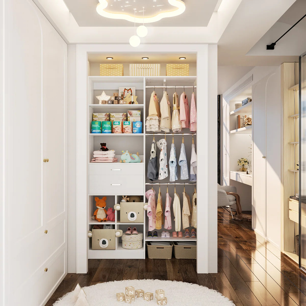 19'' - 60'' W Closet System with Wooden Drawers | Wayfair North America