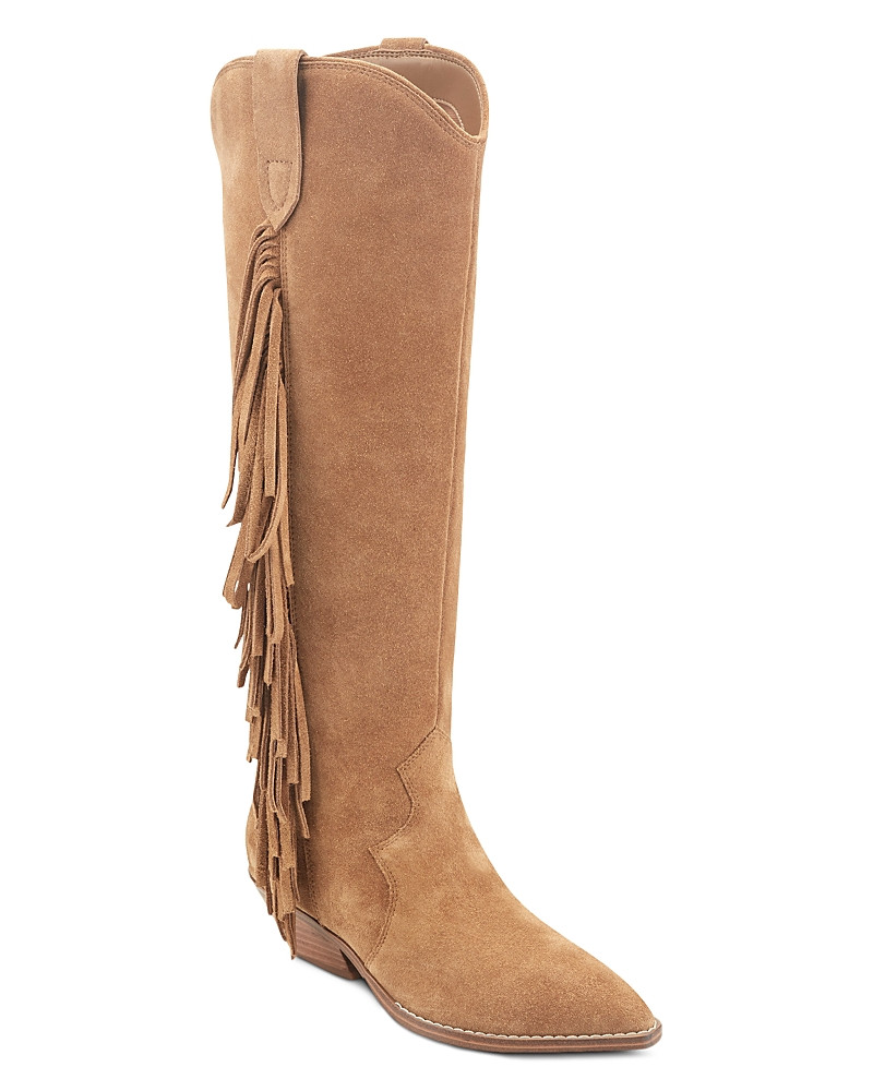 Marc Fisher Ltd. Women's Anirey Suede Fringe Western Knee High Boots | Bloomingdale's (US)