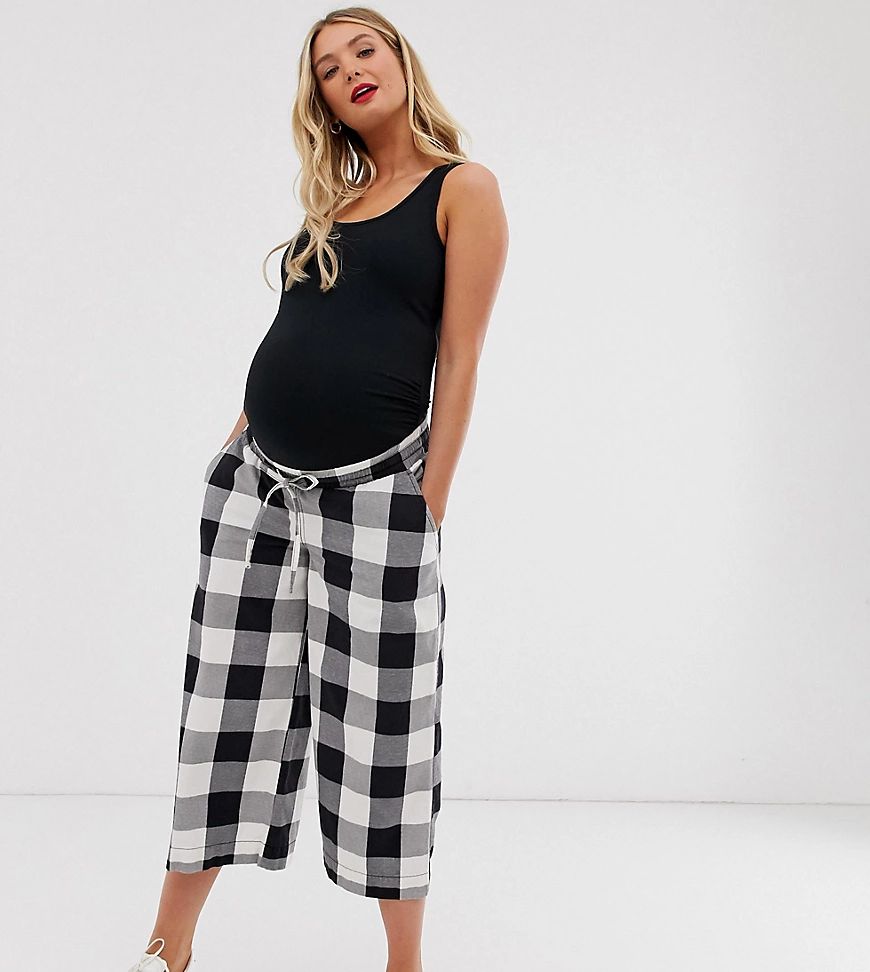 ASOS DESIGN Maternity pull on large scale gingham pants with under bump waistband-Multi | ASOS (Global)