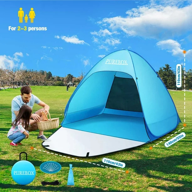 PUREBOX Pop up Beach Tent Sun Shelter, UPF 50+ Windproof Waterproof Outdoor Cabana Tent for 2-3 P... | Walmart (US)